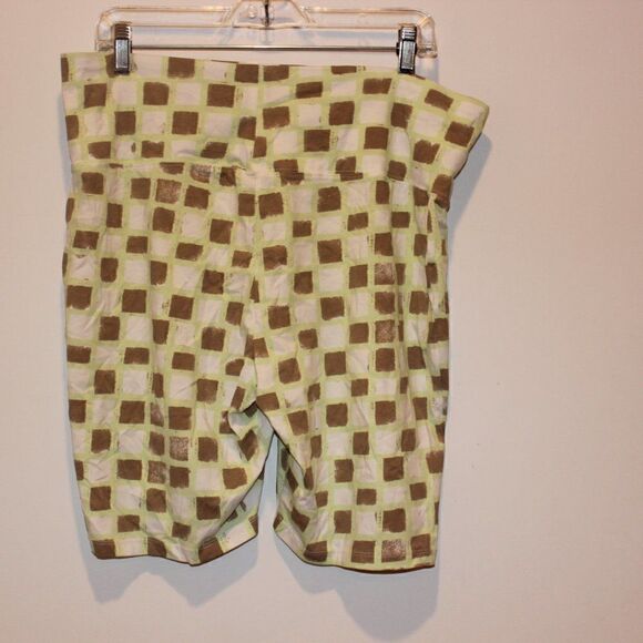 BP. Brown Yellow & White High Rise Checkered Biker Shorts Women's Size 1X - Picture 4 of 8